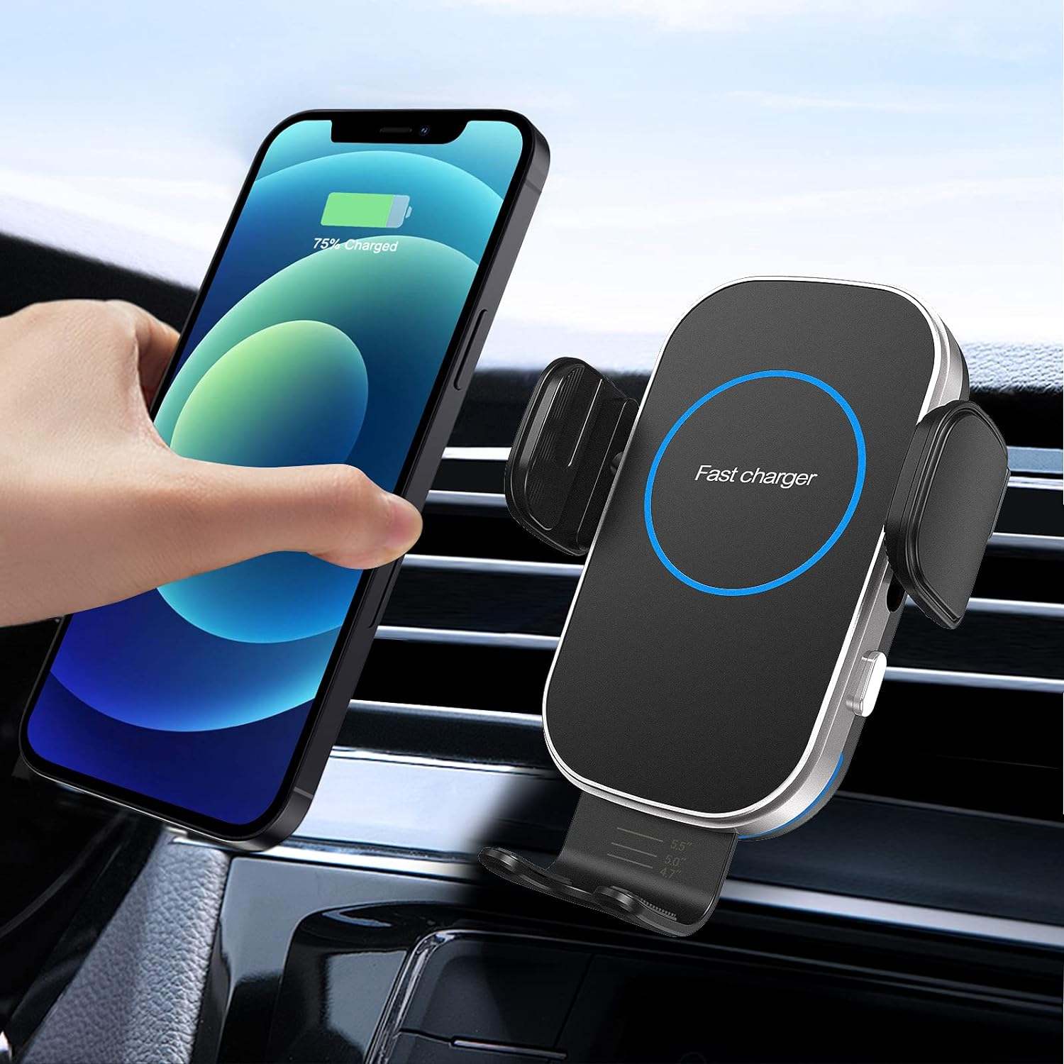 Wireless Car Charger, JOYYTECH 15W Fast Charging Auto-Clamping Air Vent Car Charger Phone Mount Phone Holder (Model：CW16)
