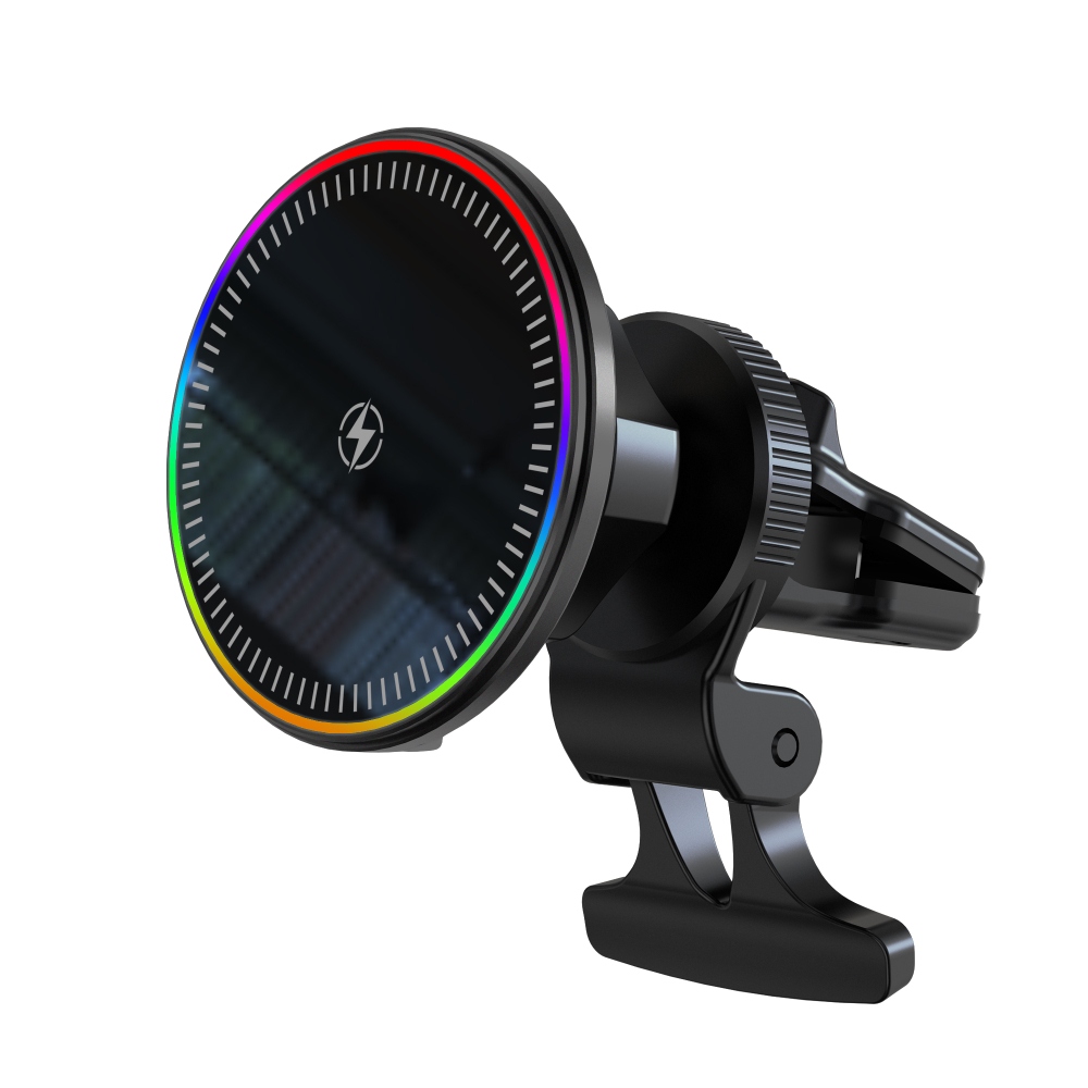 Magnetic Wireless Car Charger Mount 15W Fast Charging LED Magnetic Wireless Car Charger Air Vent/Dashboard Phone Holder Mount for iPhone (Model: IC10A) 